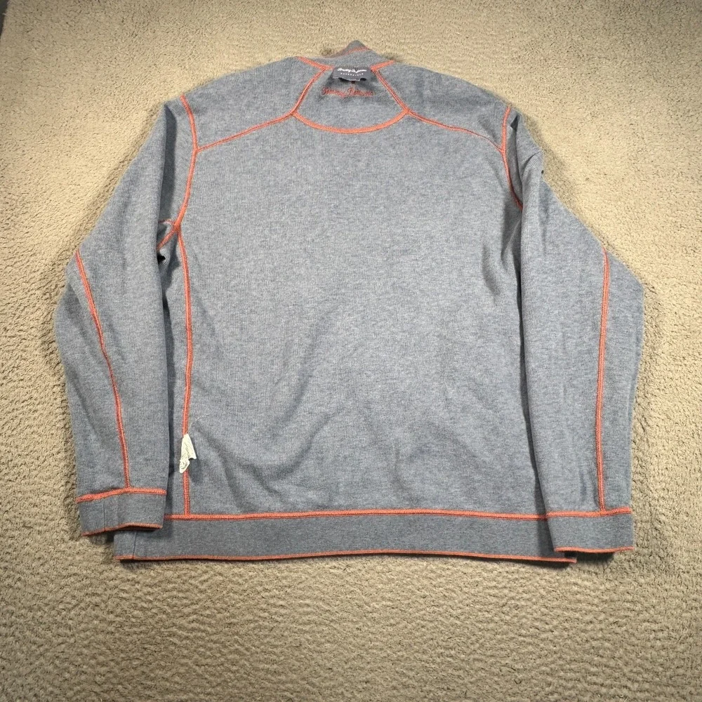 Tommy Bahama Sweater Men's XL Orange Knit‎ Quarter Zip Reversible Preppy Holiday